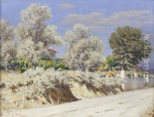 Chemin Ensoleille Oil Painting - Adelin Charles Morel De Tanguy