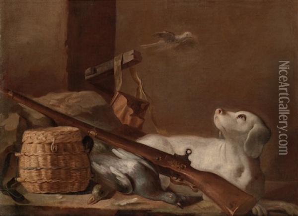Jagdstillleben Mit Einem Hund Oil Painting - Arcangelo Resani