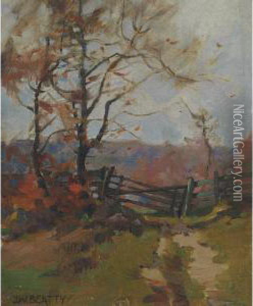 Country Gate Oil Painting - John William Beatty