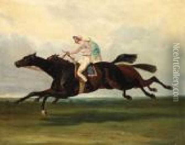 Racing To The Finish Oil Painting - Alfred De Dreux