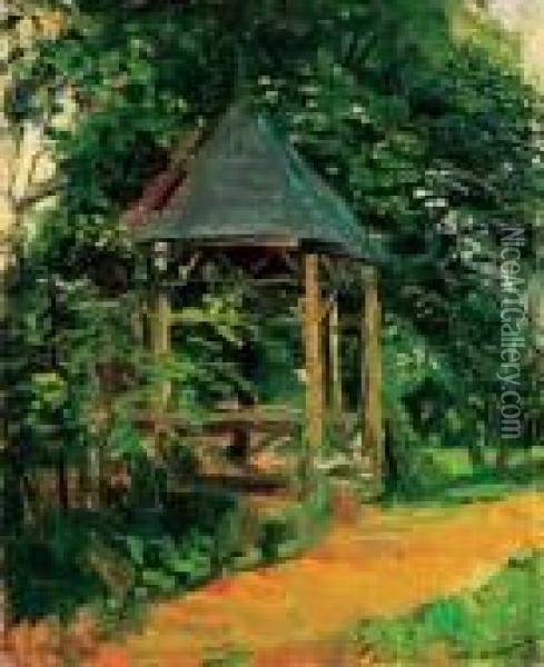 Garden Scene (arbor) Oil Painting - Laszlo Mednyanszky