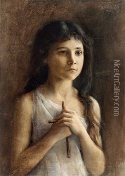 Halbfigurliches Portrait Eines Madchens Oil Painting - Susanne von Nathusius