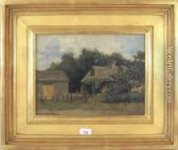 Cottage Scene Oil Painting - Charles Herbert Woodbury