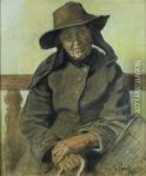 Portrait Einer Alten Dame Mit Hut Oil Painting - Hugo Von Preen