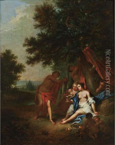 A Bacchanale With Nymphs And Satyrs In A Wooded Landscape Oil Painting - Joseph Conrad Seekatz
