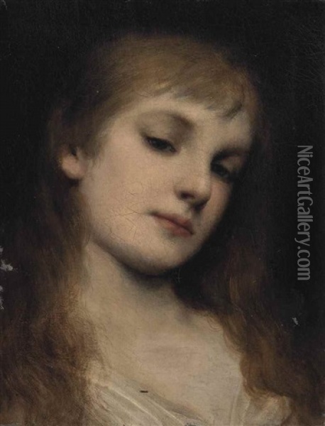 Lost In Thought Oil Painting - Gabriel von Max