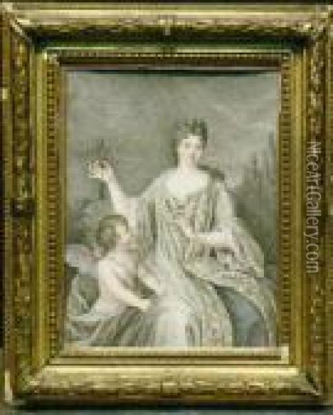 Portrait Of A Woman As Venus Oil Painting - Pierre Le Romain I Mignard