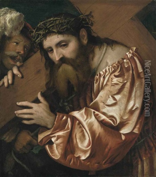 Christ Carrying The Cross Oil Painting -  Romanino (Girolamo Romani)