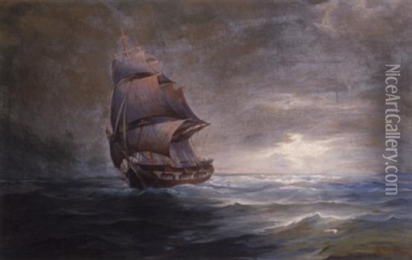Sailing At Dawn Oil Painting - Vassilios Hatzis