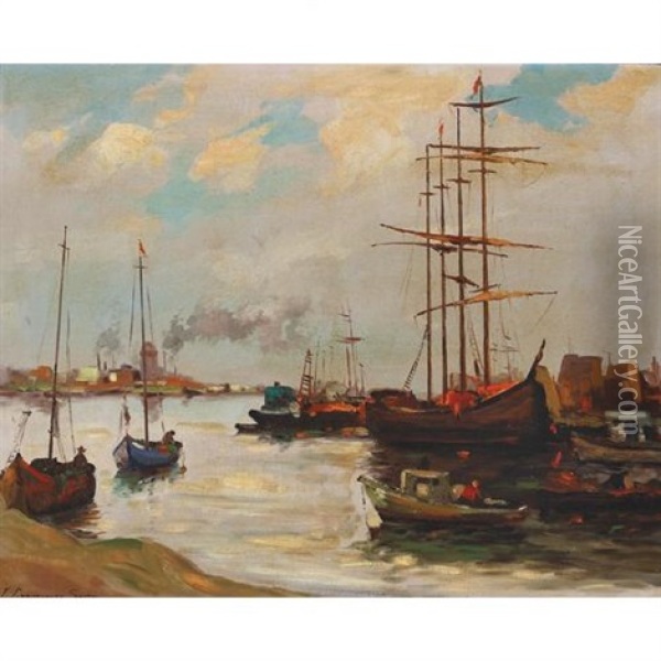 The Port Of Los Angeles Oil Painting - John Christopher Smith