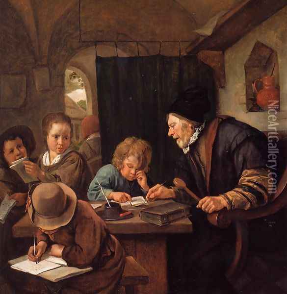 The Severe Teacher Oil Painting - Jan Steen