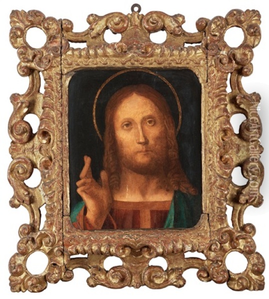 Christ Blessing Oil Painting - Bartolommeo Montagna