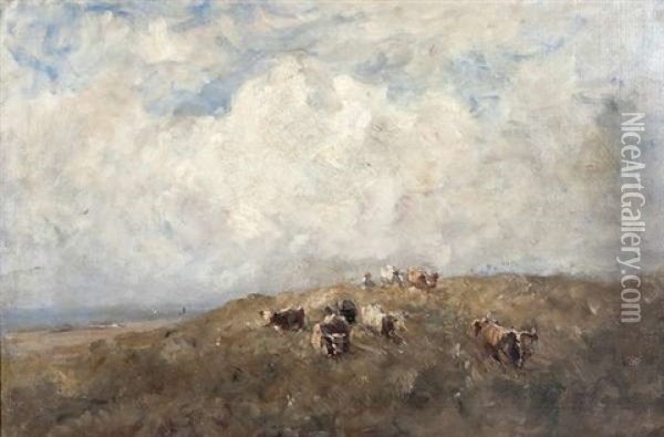 Driving Cattle Home Through The Bend Oil Painting - Nathaniel Hone the Elder