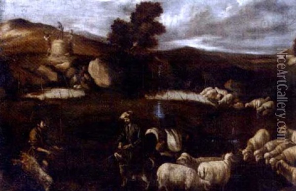 A Landscape With Shepherds And Their Flock Oil Painting - Pedro Orrente