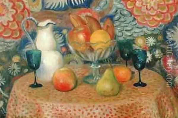 Still Life with Three Glasses Oil Painting - William Glackens