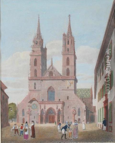 Das Munster Zu Basel Oil Painting - Samuel Birmann