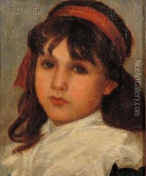 Portrait Of A Young Girl Oil Painting - William Morris Hunt