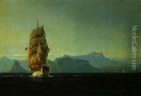 Sailing Into The Open Sea Oil Painting - Michael Zeno Diemer