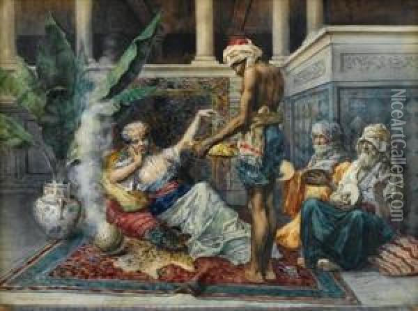 In The Harem Oil Painting - Eugenio Zampighi