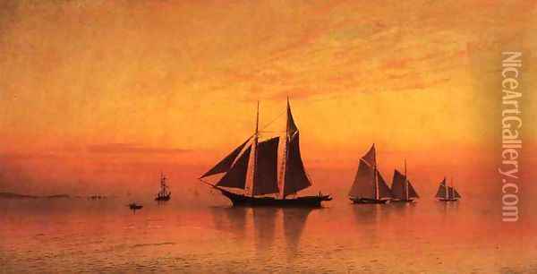 Calm at Sunset Oil Painting - Francis Augustus Silva