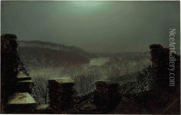 From The Castle, Roundhay Park Oil Painting - John Atkinson Grimshaw