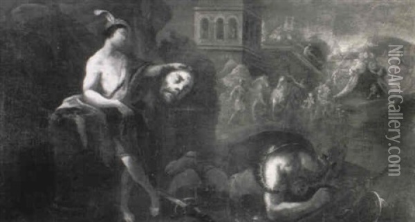 David With The Head Of Goliath Oil Painting - Giovanni Andrea (il Mastelletta) Donducci