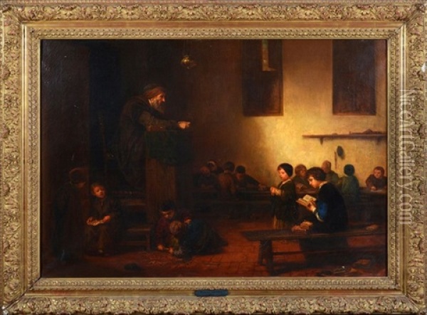 Ecole Juive Oil Painting - Joseph Nicolas Robert-Fleury
