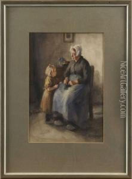 Mor Och Barn Oil Painting - Lammert Van Der Tonge