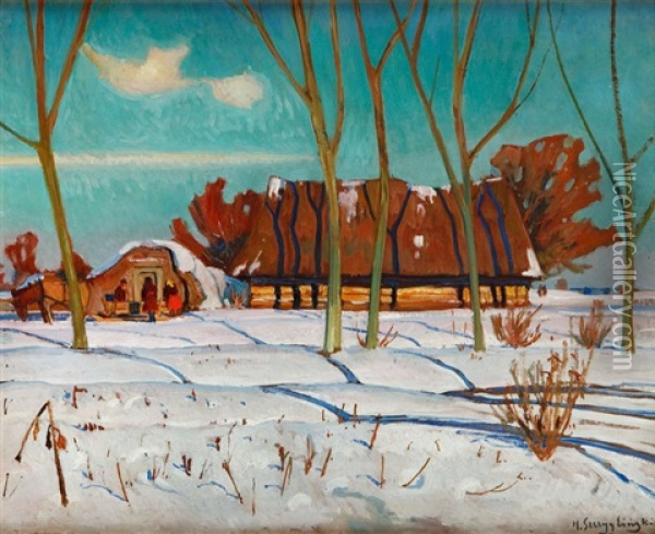 Zimowe Slonce Oil Painting - Henryk Szczyglinski