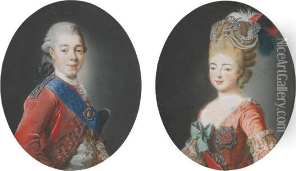 Portraits Of Paul I And Maria Fedorovna Oil Painting - Alexander Roslin