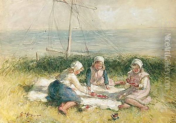 Strawberries And Cream Oil Painting - Robert Gemmell Hutchison