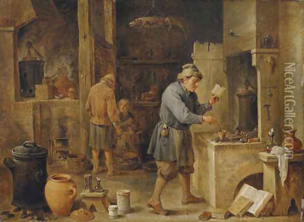 An alchemist in his workshop Oil Painting - David III Teniers