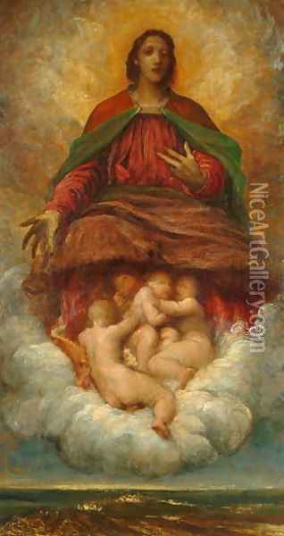 The Spirit of Christianity, 1872-75 Oil Painting - George Frederick Watts