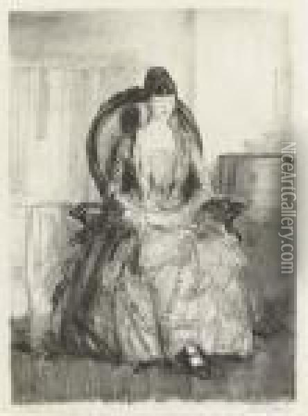 Lady With A Fan Oil Painting - George Wesley Bellows