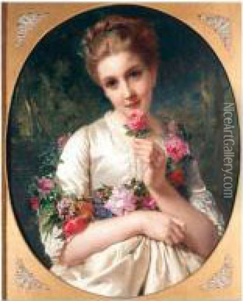 The Flower Girl Oil Painting - Henry Guillaume Schlesinger
