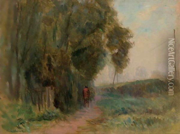 Chemin Montant Le Long D'Une Voie Ferree Oil Painting - Albert Lebourg