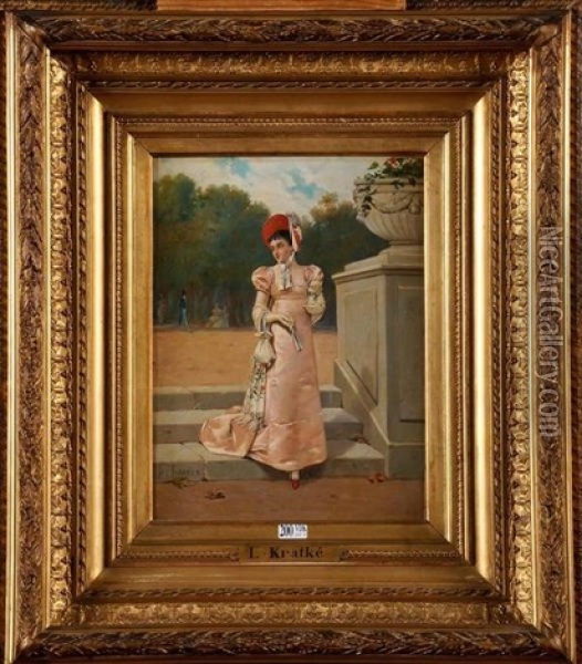 Elegante Au Parc Oil Painting - Charles Louis Kratke