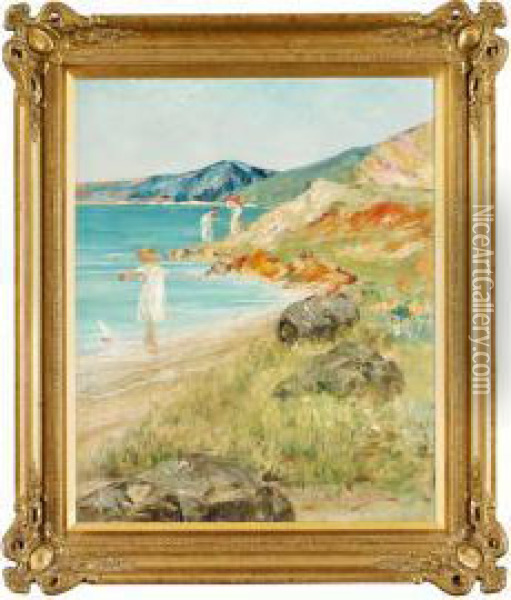 Lek Vid Stranden Oil Painting - Emilio Vasarri