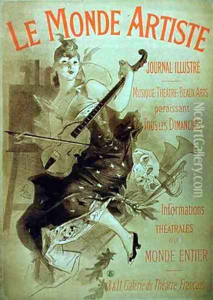 Advertisement for the Illustrated Journal, 'Le Monde Artiste' Oil Painting - Jules Cheret