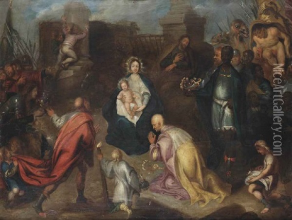 The Adoration Of The Magi Oil Painting - Guillaume Forchondt the Elder