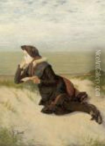Girl Reading On The Dunes Oil Painting - Fritz Beinke