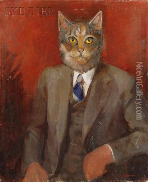Gentleman Cat Portrait Oil Painting - Kay Mollison