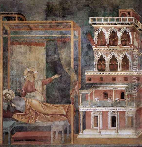 Legend of St Francis- 3. Dream of the Palace (detail) 1297-99 Oil Painting - Giotto Di Bondone