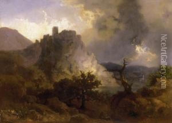 Ruins Of A Castle Oil Painting - Sandor Brodszky