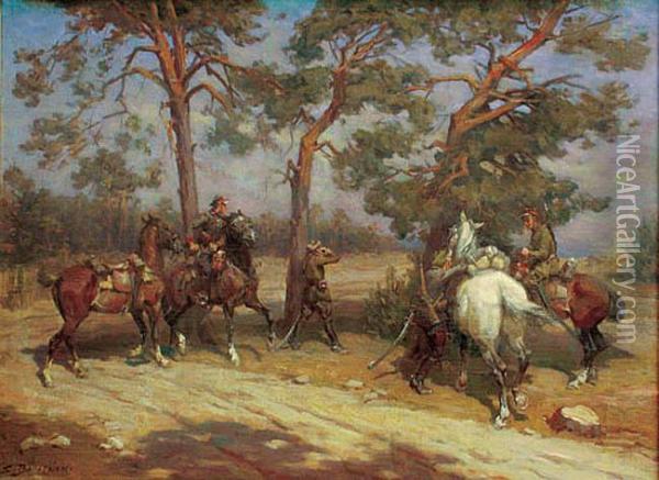 Zwiad Kawalerii Oil Painting - Stanislaw Bagienski