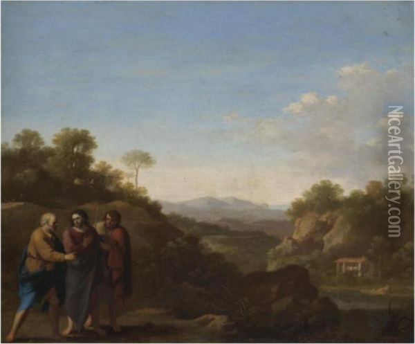 Christ On The Road To Emmaus Oil Painting - Cornelis Van Poelenburch