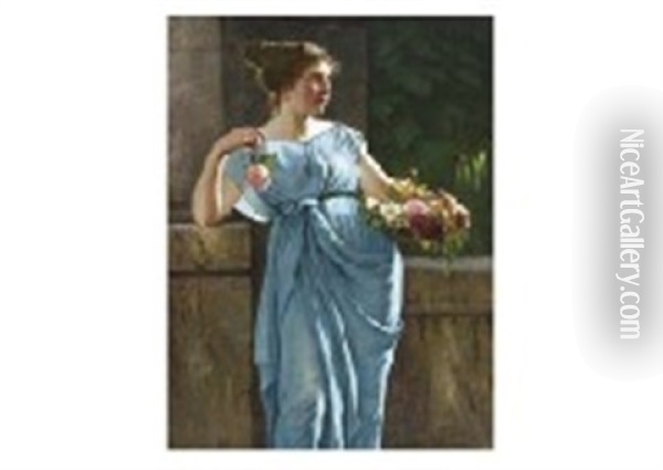 Elegant Lady In Blue Oil Painting - Maximilian Wachsmuth
