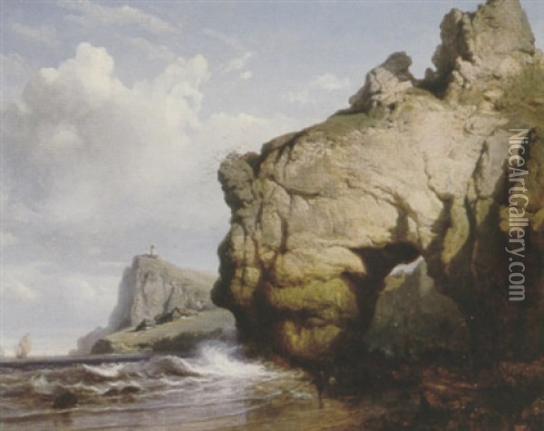 The Normandy Coast Oil Painting - Carl Joseph Kuwasseg