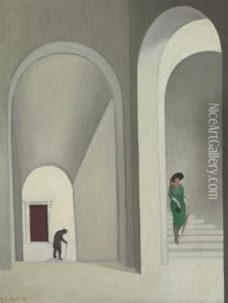 The Stairway Oil Painting - George Copeland Ault