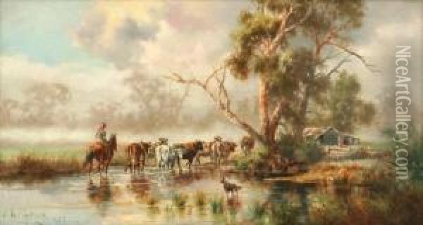 Coming Home Oil Painting - James Alfred Turner